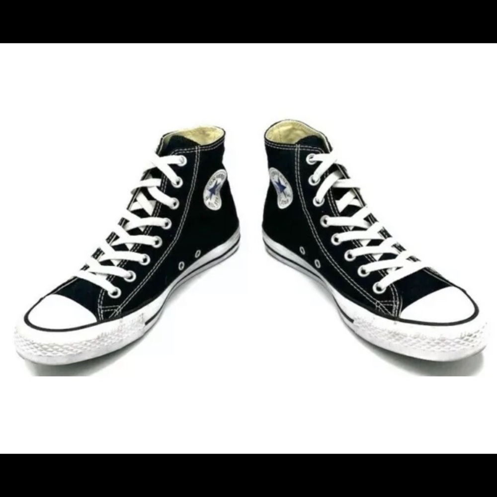 Vintage Converse All Star Chuck Taylor Canvas Black High Top Shoes Mens USA 7.5
